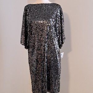Donna Morgan Sequined Flutter-Sleeve Lined Shift Dress NWT Size 4